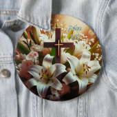 Mooie Pasen lelie kruis Ronde Button 6,0 Cm (In situ)