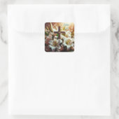 Mooie Pasen lelie kruis Vierkante Sticker (Tas)