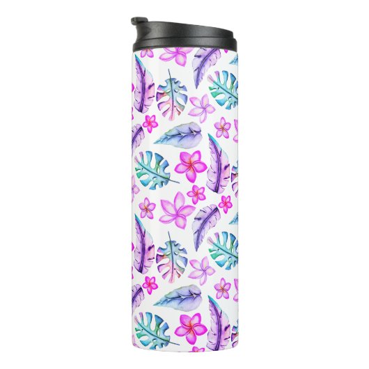 Mooie pastbloemen en vertrekken thermosbeker (Geroteerd rechts)