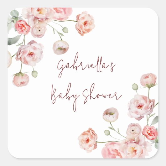 Mooie Pastel Babyshower Vierkante Sticker (Voorkant)