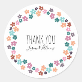 Mooie Pastel Bloem Kapsalon Bloem Dank Je Wel Ronde Sticker