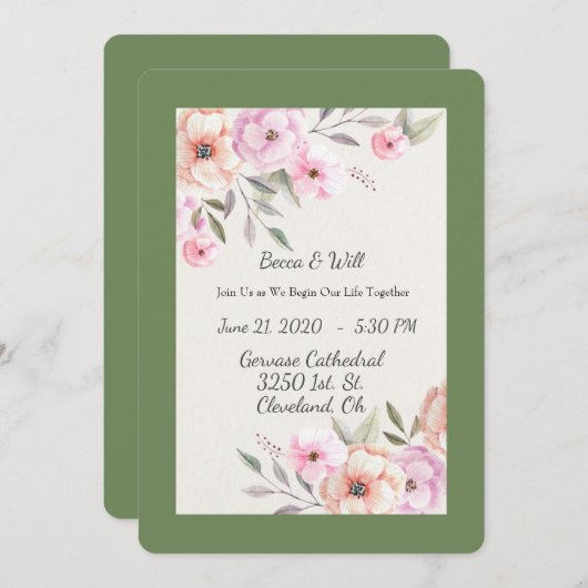 Mooie Pastel Bloemblaadjes Kaart (Voorkant / Achterkant)