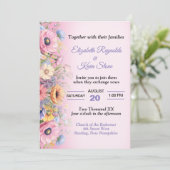 Mooie Pastel Bloemen Bruiloft Kaart (Staand voorkant)