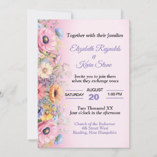 Mooie Pastel Bloemen Bruiloft Kaart