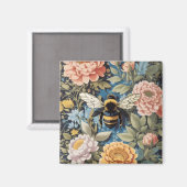 Mooie Pastel Bloemen en Bumblebee Magneet (Voorkant / Achterkant)
