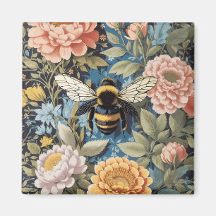 Mooie Pastel Bloemen en Bumblebee Magneet