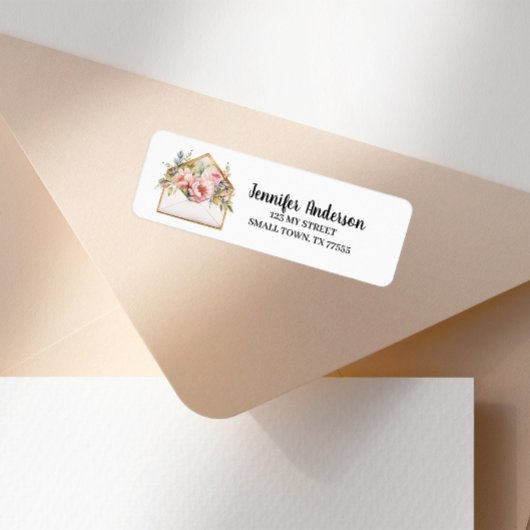 Mooie Pastel Bloemen Envelope Adres Etiket
