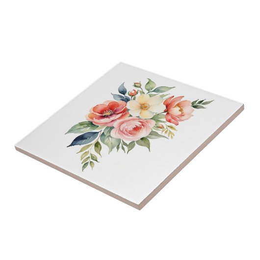 Mooie Pastel Bloemen Tegeltje (Zijkant)