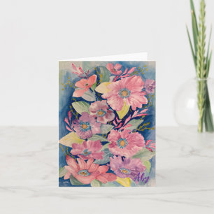 Mooie Pastel Bloemenboeket Notitiekaart/Wenskaart Feestdagen Kaart