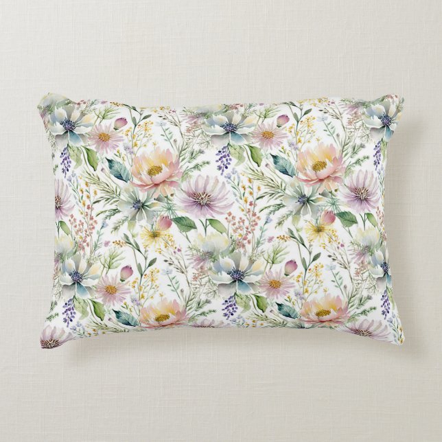 Mooie pastel bloemenpatroon accent kussen (Voorkant)