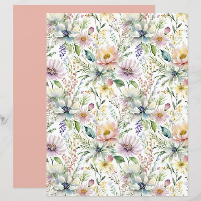 Mooie pastel bloemenprint (Voorkant / Achterkant)