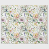 Mooie pastel bloemenprint cadeaupapier (Vlak)