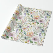 Mooie pastel bloemenprint cadeaupapier (Uitgerold)