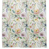 Mooie pastel bloemenprint douchegordijn (Voorkant)