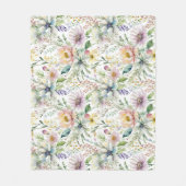 Mooie pastel bloemenprint fleece deken (Voorkant)