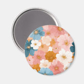 Mooie Pastel Bloemmotief Magneet (Voorkant / Achterkant)