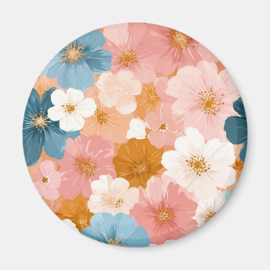 Mooie Pastel Bloemmotief Magneet (Voorkant)