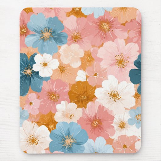 Mooie Pastel Bloemmotief Muismat (Voorkant)