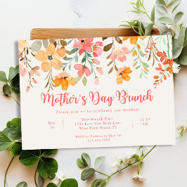 Mooie Pastel Bloemrijke Script Moederdag Brunch Kaart