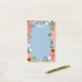 Mooie Pastel Boho Flowers - Aangepaste naam Post-it® Notes (Op bureau)