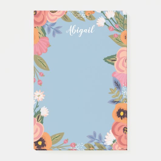 Mooie Pastel Boho Flowers - Aangepaste naam Post-it® Notes (Voorkant)