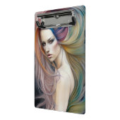 Mooie Pastel-dame met lange doorstromende haartrip Mini Klembord (Angled2)