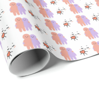 Mooie Pastel Doodle Koppels Naadloos Patroon Inpak Cadeaupapier
