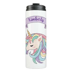 Mooie Pastel Eenhoorn & Fonkelende Regenboog Aange Thermosbeker