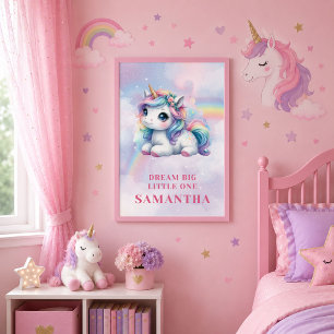 Mooie Pastel Eenhoorn Magische Dag Meisje Verjaard Poster