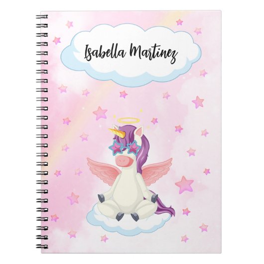 Mooie Pastel Eenhoorn Schoolagenda voor Meisjes Notitieboek (Voorkant)