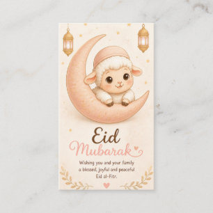 Mooie Pastel Eid Mubarak Lammetje Wenskaart Visitekaartje