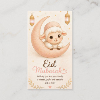 Mooie Pastel Eid Mubarak Lammetje Wenskaart Visitekaartje