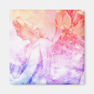 Mooie Pastel Floral Angel Guardian magnet