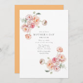 Mooie Pastel Floral Moederdag Brunch Kaart (Voorkant / Achterkant)