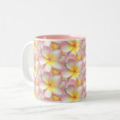 Mooie Pastel Frangipani Plumeria Flowers Tweekleurige Koffiemok (Voorkant links)