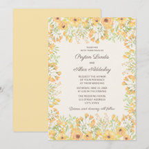 Mooie Pastel Gele Waterverf Bloemen Bruiloft