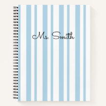 Mooie Pastel Gestreepte Patroon Blauwe Notitieboek