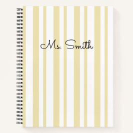 Mooie Pastel Gestreepte Patroon Gele Notitieboek