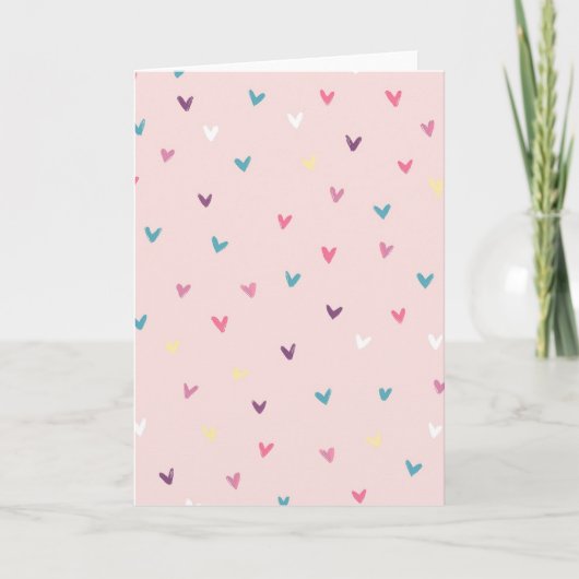 Mooie Pastel Harten Roze Kaart (Voorkant)