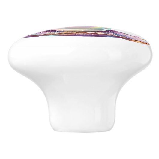 Mooie pastel iriserende parel schelp keramische knop (Zijkant)