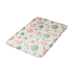Mooie Pastel Kerst Patroon Ornamenten en Sterren Badmat