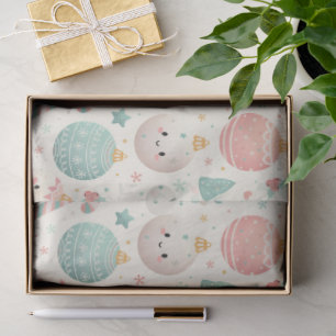 Mooie Pastel Kerst Patroon Ornamenten en Sterren Tissuepapier