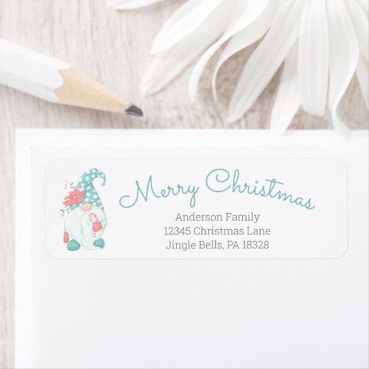 Mooie Pastel Kerstman Kabouter Retouradres Label (Insitu)