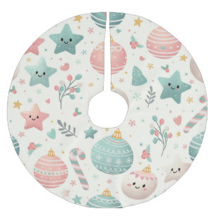 Mooie Pastel Kerstpatroon Ornamenten en Sterren Kerstboom Rok