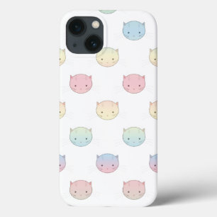 Mooie Pastel Kitty Gezichten Roze Blauw Groen Geel Case-Mate iPhone Case
