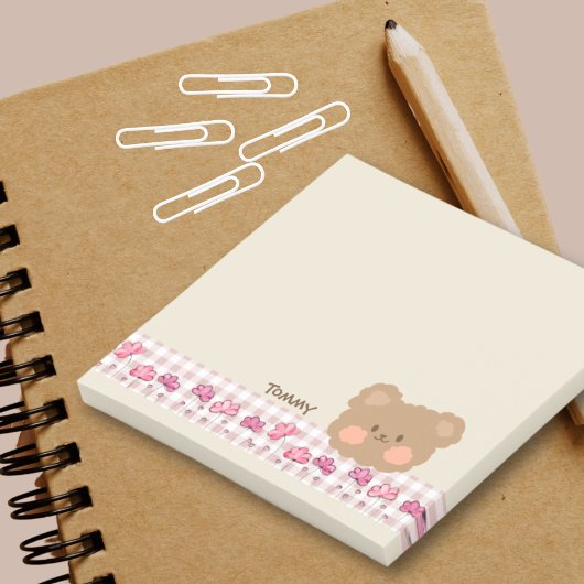 Mooie pastel kleur handgeschilderde beer bloem lin post-it® notes