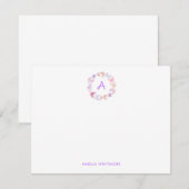 Mooie Pastel Kleur Vlinders Monogram Notitiekaartje (Voorkant / Achterkant)