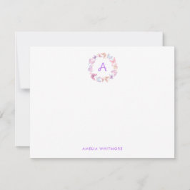 Mooie Pastel Kleur Vlinders Monogram Notitiekaartje