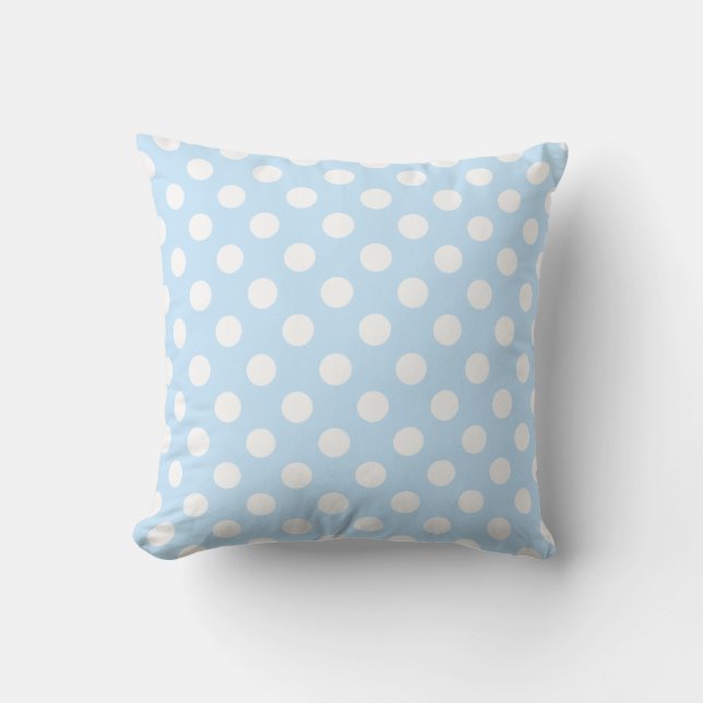 Mooie Pastel Light Blue White Polka Dots Kussen (Voorkant)
