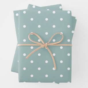 Mooie Pastel Mintgroene Met Witte Stippen Inpakpapier Vel